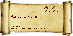 Vincz Irén névjegykártya